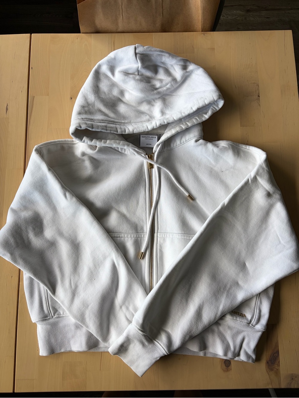 TNA Sweatfleece White Zip-Up Hoodie Sweater